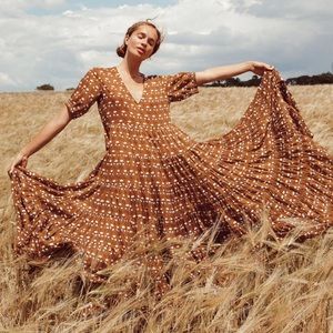 Daughters of India Chaaya Maxi Dress Chai Floral Size XS NWT